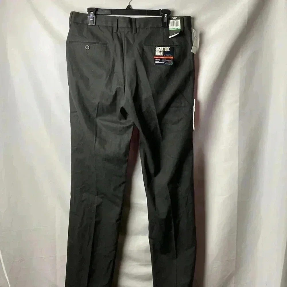 NWT DOCKERS SIGNATURE KHAKI SLIM FIT SIZE 34x‎ 34 DARK GRAY PIN STRIPE